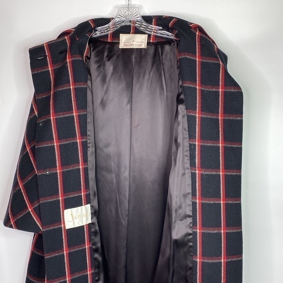 Vintage Pauline Trigere A Trigere Coat Wool Union Made Black Plaid Size 12 70s - Picture 6 of 11